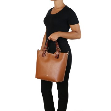 Saffiano leren shopper