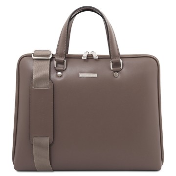 Saffiano leren zakentas   verona donkertaupe