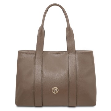 Schoudertas   shopper van leder   callie donkertaupe