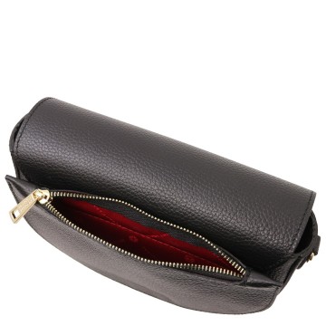 Schoudertas van gehamerd leder   astrea rits achter