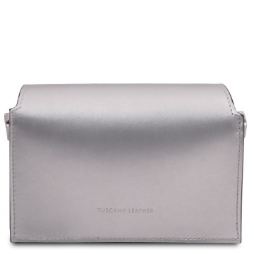 Schoudertas van metallic leer achterkant
