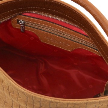 Schoudertas van suede met verstelbare riem   cocoon intern1