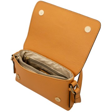 Schoudertas van zacht leer   biscuit open