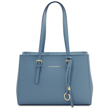 Shopper van glad leder   tl bag denim