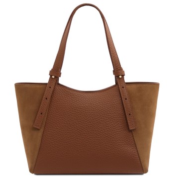 Shopper van leder en suede   libra achter