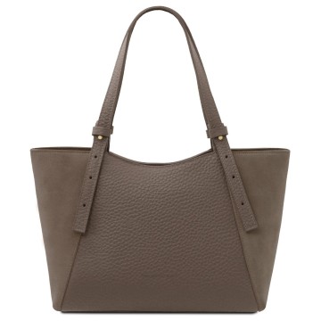 Shopper van leder en suede   libra donker taupe