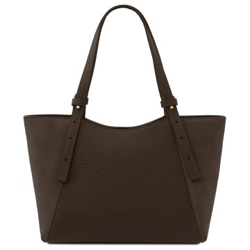 Shopper van leder en suede   libra donkerbruin