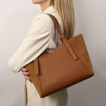 Shopper van leder en suede   libra