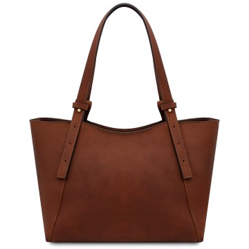 Shopper van mat leer   libra achterkant