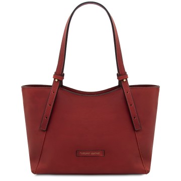 Shopper van mat leer   libra rood