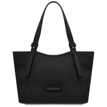 Shopper van mat leer   libra zwart