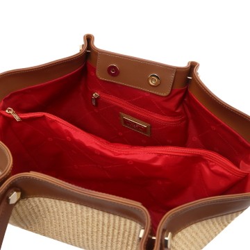 Shopper van raffia en leer   soleil intern1