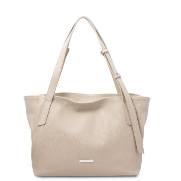 Shopper van zacht leer  beige