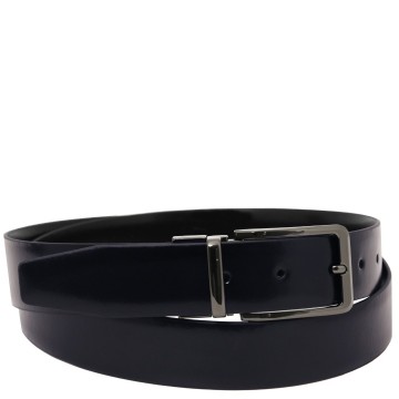 Stijlvolle dubbelzijdige leren riem 35 mm donkerblauw