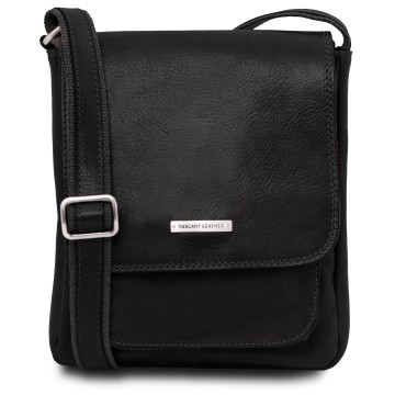 Stoere lederen crossbodytas voor heren   jimmy  zwart