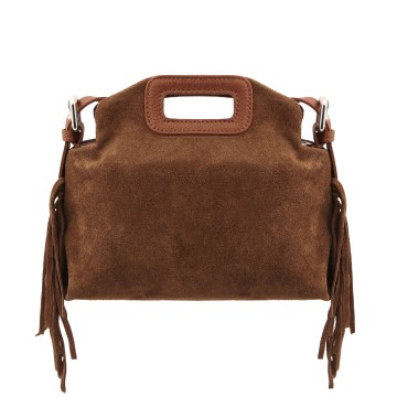 Suede lederen clutch   schoudertas met franjes   nomade achter