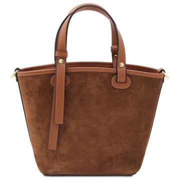 Suede leren handtas   glacette achter
