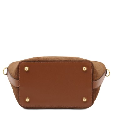 Suede leren handtas   glacette bodem