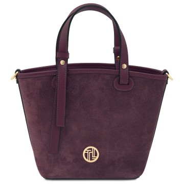 Suede leren handtas   glacette bordeaux