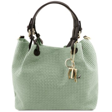 Suede leren handtas   tl keyluck mintgroen