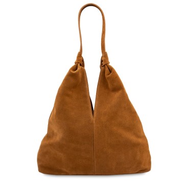 Suede shopper ventura van zacht kalfsleer achterkant
