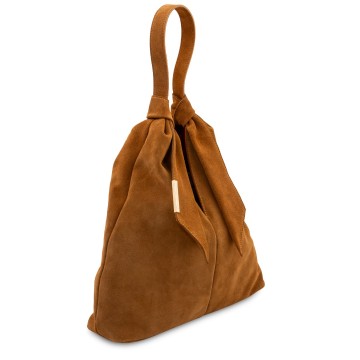 Suede shopper ventura van zacht kalfsleer zijkant