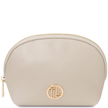 Toilettas van soepel leer   vera beige