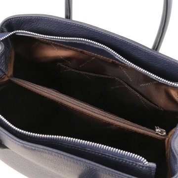 Volnerf lederen handtas   camelia   open