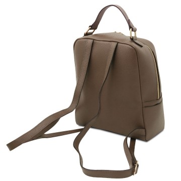 Zachte leren rugtas   prisma achter