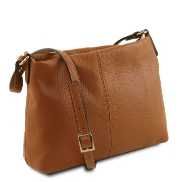 Zachte leren schoudertas   damestas   zijkant