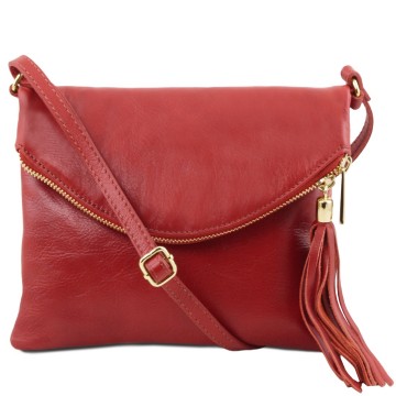 Zachte volnerf lederen schoudertas   young bag   rood