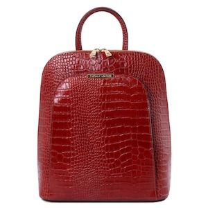 croco embossed leren rugtassen