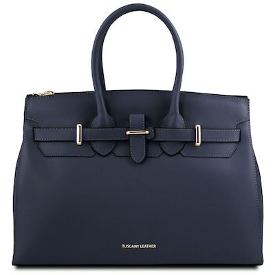 Birkin geinspireerde leren handtas in blauw